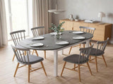 4-6 Person Wooden Drop-Leaf Table - Grey T3398P554127