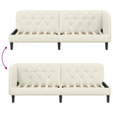 Corner Bed Frame with Headboard Cream 80 x 200 cm Velvet 42016593