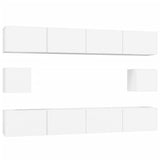 6 Piece TV Cabinet Set White Engineered Wood 3114366
