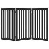 Dog Gate Foldable 3 Panels Black 150 cm Poplar Wood 352254