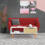 Coffee Table White and Sonoma Oak 100x49.5x43 cm Engineered Wood 326791