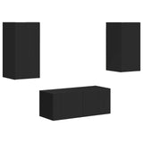 TV Cabinet Set Wall-mounted 2 pcs Black Engineered Wood 3408962