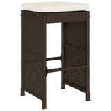 Garden Bar Stools with Cushions 2 pcs Brown Poly Rattan 368685