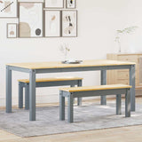 ZNTS 3 Piece Dining Set Panama Grey Solid Wood Pine 3345183