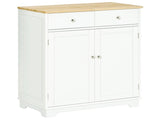 Kitchen Floor Cabinet Side Storage Cupboard Multi-use Sideboard Table with Solid Wood Top, T3398P329819