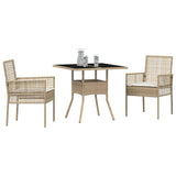 Garden Dining Set 3 pcs Beige Poly rattan 3334931