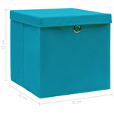 ZNTS Storage Boxes with Lids 10 pcs Baby Blue 32x32x32 cm Fabric 288376