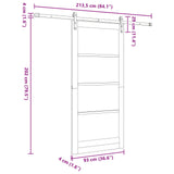 Sliding Door 93 x 202 cm Engineered Wood Natural and Black 3449986