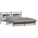 Metal Bed Frame without Mattress Brown Oak 183x213 cm 3325132