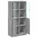 Highboard with Doors Grey Sonoma 68x37x142 cm Engineered Wood 3295869