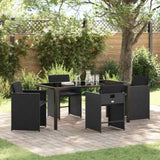Garden Dining Set 5 pcs Black Poly Rattan 3380691
