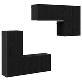 TV Wall Unit 5 pcs Black Oak Engineered Wood 3402772