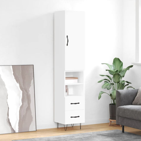 Highboard White 34.5x34x180 cm Engineered Wood 3198945