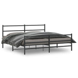 Metal Bed Frame without Mattress with Footboard Black 200x200cm 355390