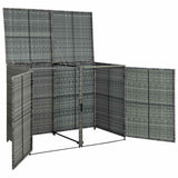Double Wheelie Bin Shed Poly Rattan Anthracite 148x77x111 cm 46463