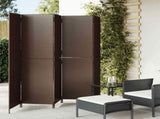 Room Divider 5 Panels Brown Poly Rattan 365349