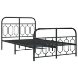 Metal Bed Frame without Mattress with Footboard Black 120x190cm 377132