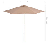 Garden Parasol with Wooden Pole 270 cm Taupe 44516