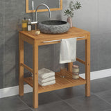 Bathroom Vanity Cabinet Solid Teak with Sink Marble Black 3058163