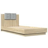 Bed Frame with Headboard Sonoma Oak 90x200 cm Engineered Wood 3209942