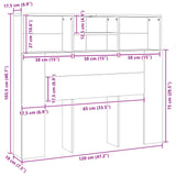 Headboard Cabinet Black Oak 120 x 19 x 103.5 cm Engineered Wood 862751