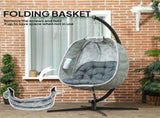Hanging Egg Chair Outdoor Indoor Garden Swing Chair with Folding Basket, Garden Hanging Chair with T3398P328491