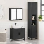 ZNTS 3 Piece Bathroom Furniture Set Black Engineered Wood 3301065