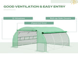 Polytunnel Greenhouse Walk-in Grow House Tent with Roll-up Sidewalls, Zipped Door and 6 Windows, T3398P325242