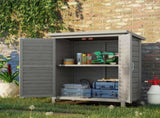 Garden Shed Wooden Garden Storage Shed 2 Door Unit Solid Fir Wood Garage Tool Organisation Cabinet, T3398P317758