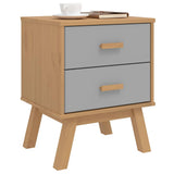 Bedside Cabinet OLDEN Grey and Brown Solid Wood Pine 358583