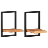 Wall Shelves 2 pcs 25x25x35 cm Solid Wood Acacia and Steel 338461