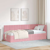 Corner Bed Frame with Headboard Pink 80 cm x 200 cm Velvet 42016371