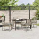 Garden Dining Set with Cushion 5 pcs Light Grey Poly Rattan 3379900