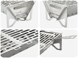Camping Fire Pit 42 x 22 x 18 cm Stainless Steel Silver 42028478