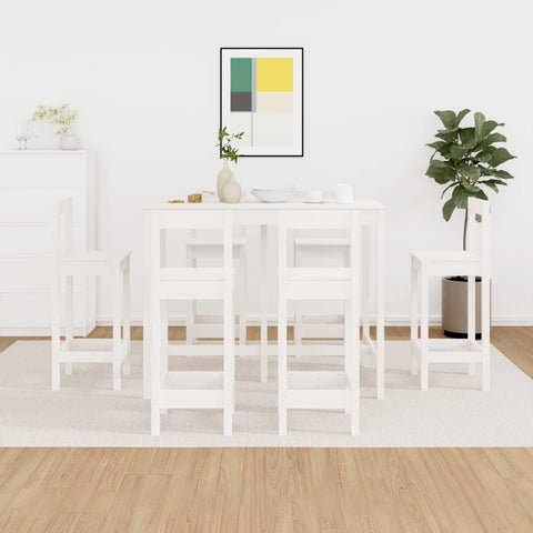 7 Piece Bar Set White Solid Wood Pine 3124713