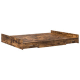 Storage Bed Frame Smoked Oak 140 x 200 cm Engineered Wood 3335297