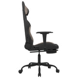 Massage Gaming Chair with Footrest Black and Taupe Fabric 345482