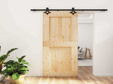 Sliding Door Natural and Black 85 x 210 cm Solid Pine Wood 3445069