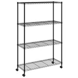 4-Tier Storage Shelf with Wheels 90x35x142 cm Black 200 kg 324628
