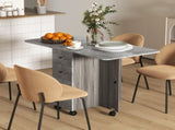 Multi-Storage Six-Person Drop Leaf Dining Table - Mixed Grey T3398P342368