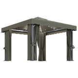 Gazebo with Curtain&LED String Lights 3x3 m Taupe 3070349