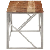 Coffee Table Silver Stainless Steel and Solid Acacia Wood 349943