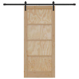 Sliding Door Natural and Black 86 x 198.5 cm Solid Pine Wood 3445411