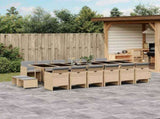 17 Piece Garden Dining Set with Cushions Mix Beige Poly Rattan 3210648
