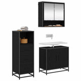Bathroom Furniture Set 3 pcs Black Oak Engineered Wood 3402446