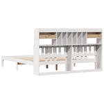 ZNTS Bookcase Bed without Mattress White 200x200 cm Solid Wood Pine 3322350