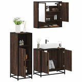 3 Piece Bathroom Furniture Set Brown Oak Engineered Wood 3300979