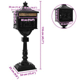 Standing Mailbox Black 42.5 x 29.5 x 117 cm Cast Aluminum 42023493