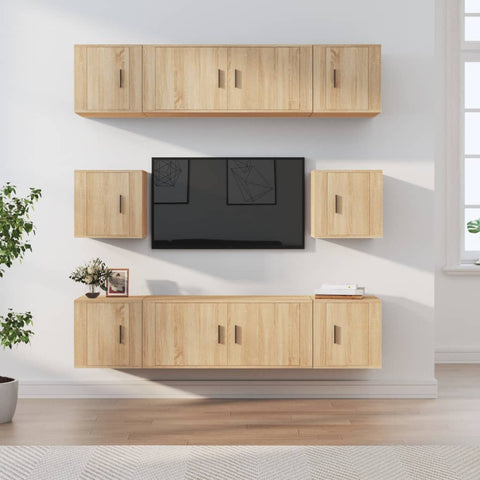 8 Piece TV Cabinet Set Sonoma Oak Engineered Wood 3188673