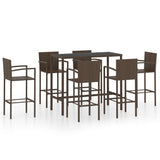 ZNTS 7 Piece Garden Bar Set Poly Rattan Brown 3064845